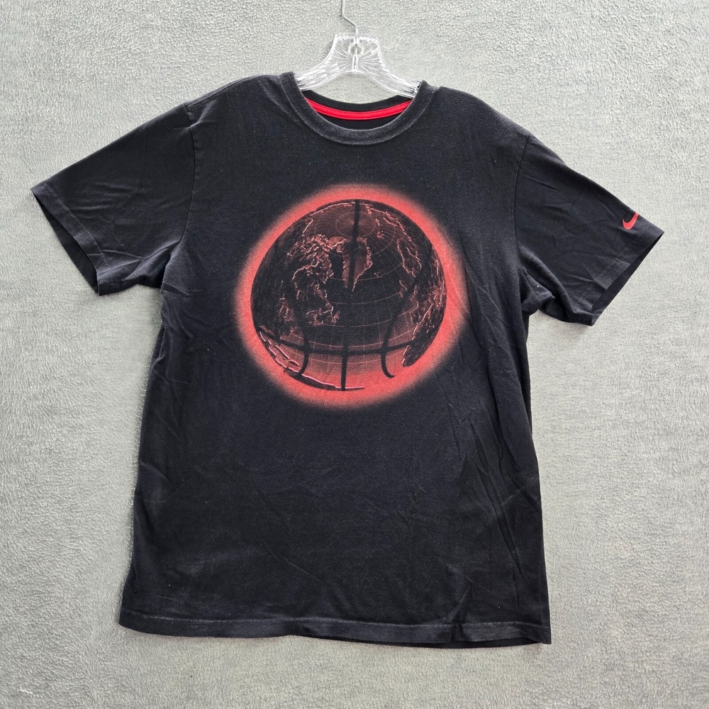 Nike Men‎ Shirt Large Black World Earth Basketball Graphic Short Sleeve Tee